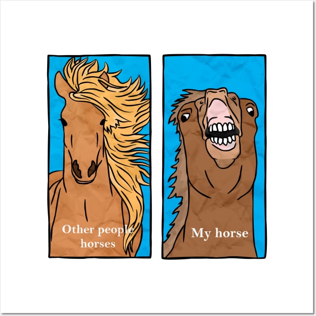 Funny Horse Comparison Meme Wall Art by sadpanda